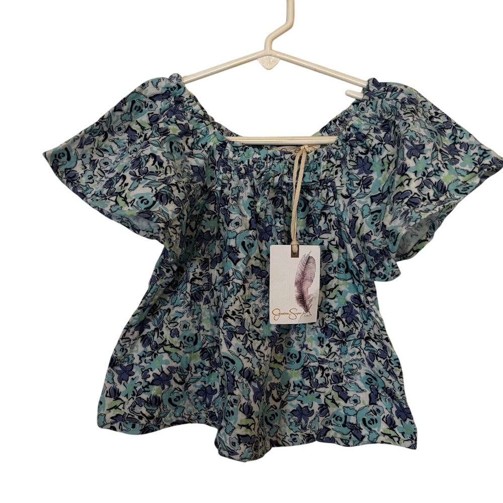 Jessica Simpson Girls‎ Blue Floral Top NWT Sz 12M Short Sleeve
